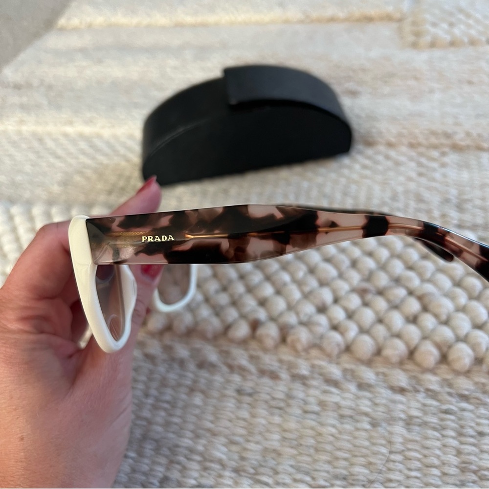 Prada cat eye white and tortoise shell sunglasses